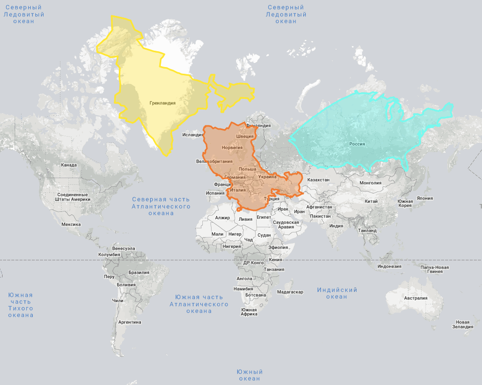 Реальная карта мира без искажений