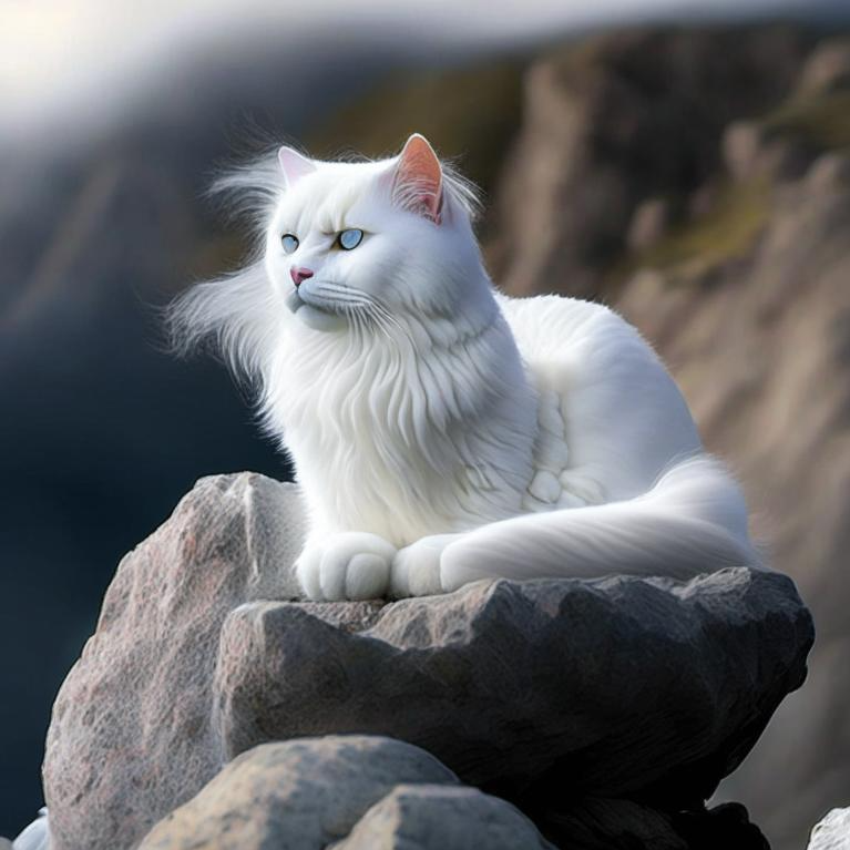 Кот на скале.