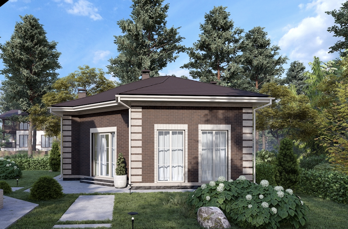 Проект углового дома 104 м2 с мансардой, сауной и вторым светом - DTE-179