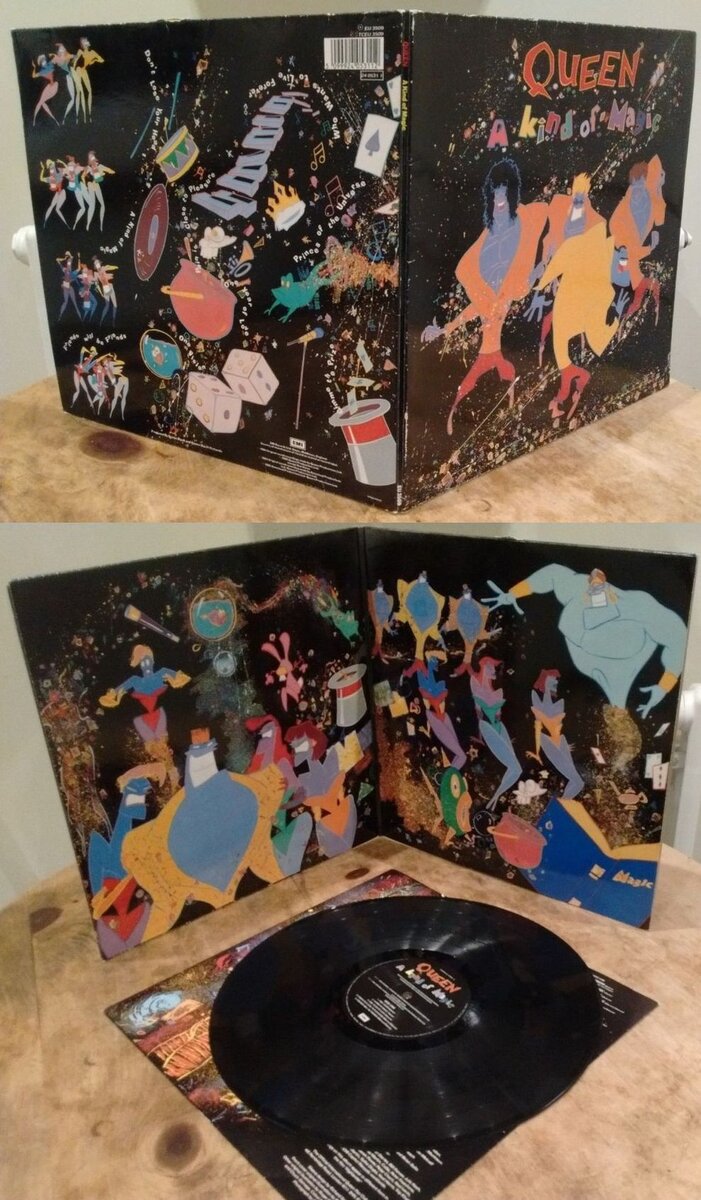 Альбом Queen «A Kind of Magic», 1986  г., конверт с внешней и внутренней сторон