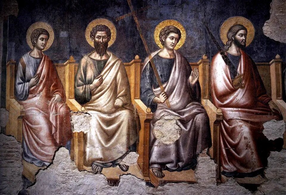 Апостолы. Фрагмент фрески “Страшный суд”. Пьетро Каваллини (ок. 1293).