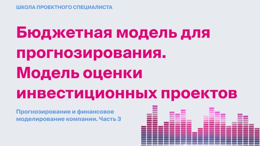 Бюджетная модель для прогнозирования. Модель оценки инвестиционных проектов. Прогнозирование и финансовое моделирование компании. Часть 3