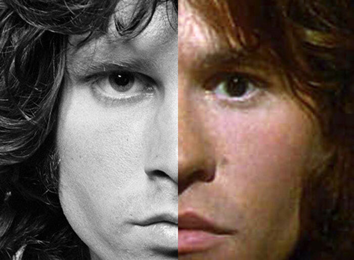 Слева Джим Моррисон, справа Вэл Килмер