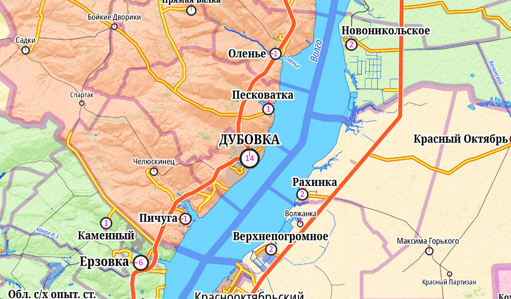 город Дубовка на карте Волгоградской области