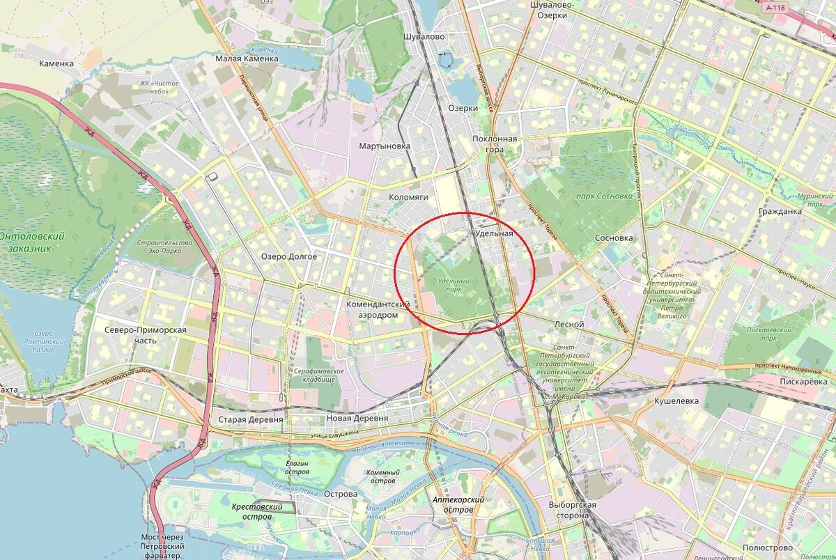 © OpenStreetMap / CC BY-SA 2.0 (Удельный парк на карте)