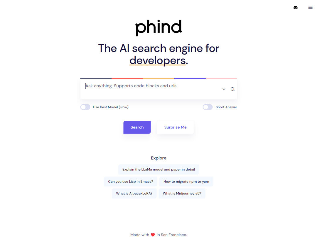Бесплатный поисковик с чат-ботом Phind