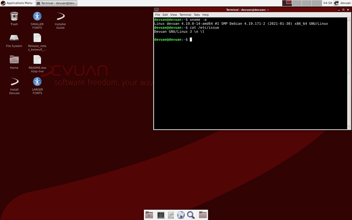 Devuan Linux с XFCE