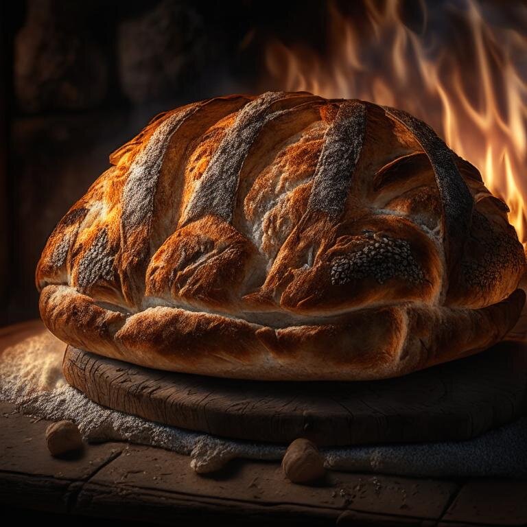 Фантазия нейросети Kandinsky по запросу "домашний хлеб"