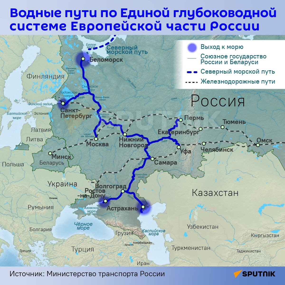 Федеральный проект внутренние водные пути Водные пути по Единой глубоко водной системе Европейской части России Sputnik на