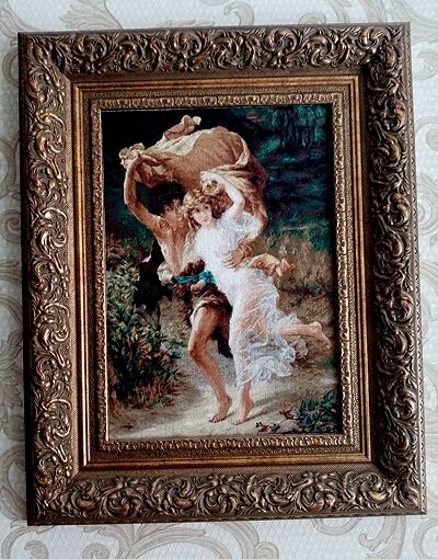 Вышивка по набору от Luca-S "Гроза" на гобеленовой сетке 25 каунта