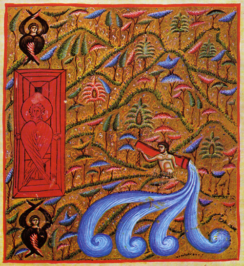 Исток райских рек. Гомилии Иакова Коккиновафского. Миниатюра 12в.