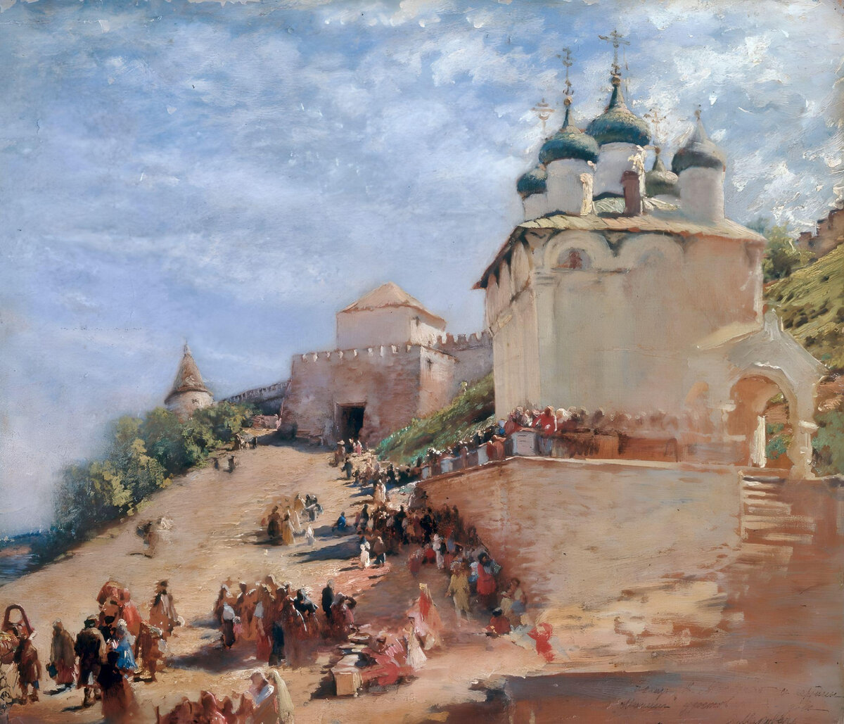 Константин Маковский, «Ивановский спуск у Нижегородского Кремля», 1900, холст, масло, 55 × 63 см