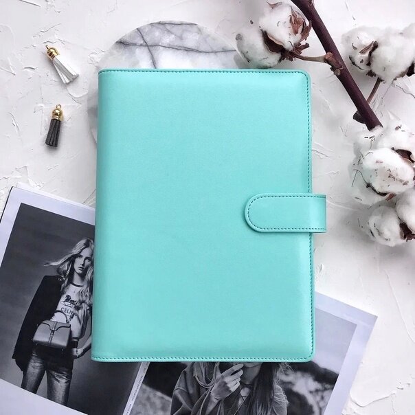 делать записи своих впечатлений 😍, писать мечты 💭, строить планы на будущее 💫. 
Обложка для планера мятного цвета формата А6, с отделениями для наклеек, стикеров, карт, сменные блоки для планера, индекс-разделители подойдут для девушек, которые любят удобные и стильные вещи, а также ценят своё время 🕐