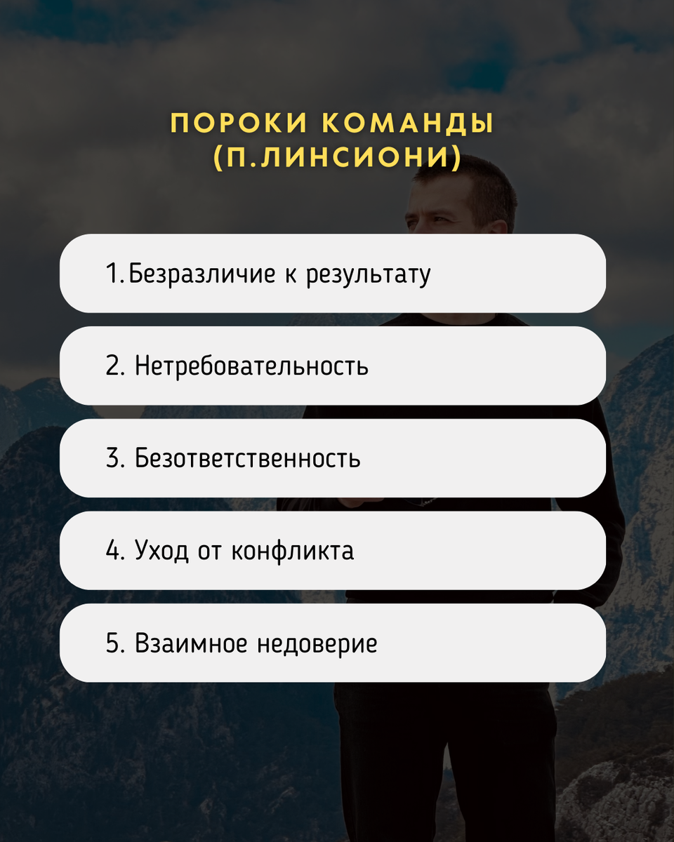 5 пороков команды