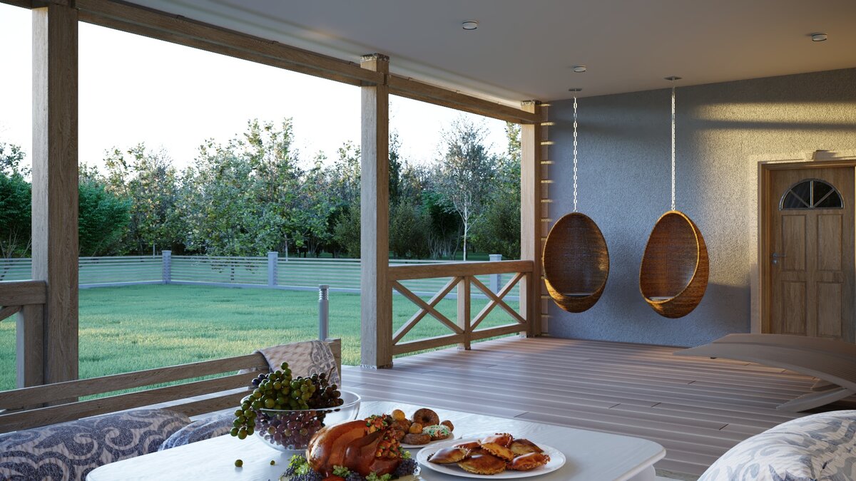 Дастархан на террасе