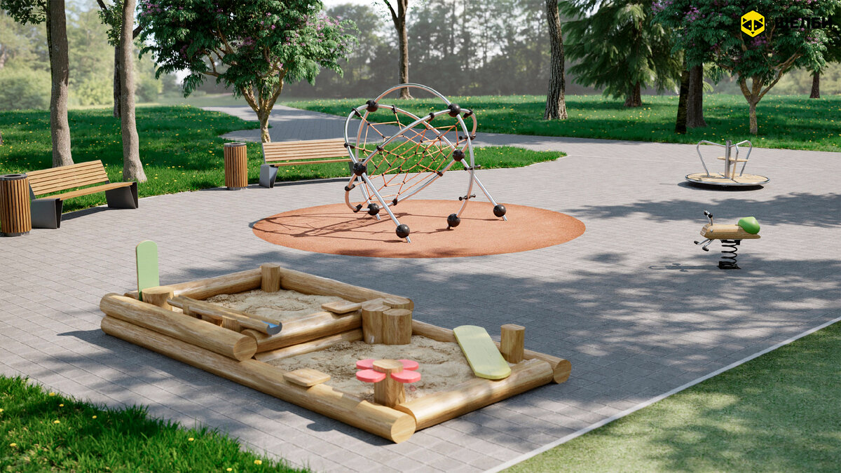 3d-визаулизация проекта детской площадки Шелби
