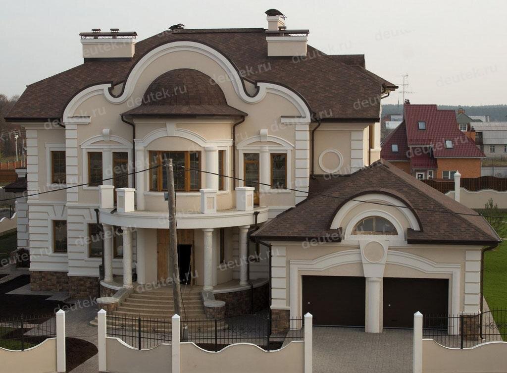 Проект двухэтажного дома 706 м2 в стиле барокко с цокольным этажом - PA-17