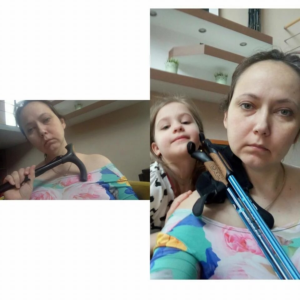 Я и мои "подружки" -  клюка, две скандинавских палки и Варя.