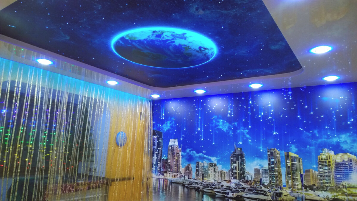 Вариант натяжного потолка "Звёздное небо" 