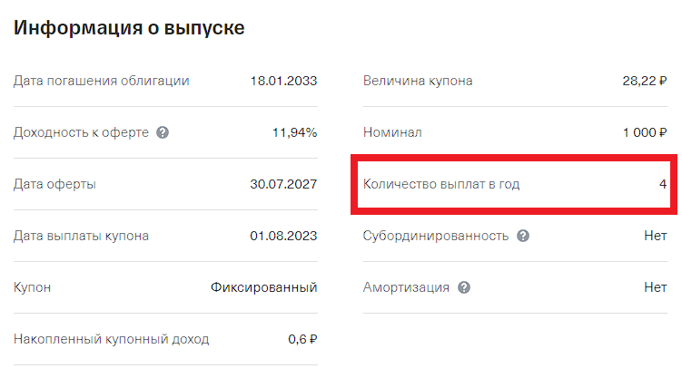 Количество выплат в год: чаще всего от 1 до 12.