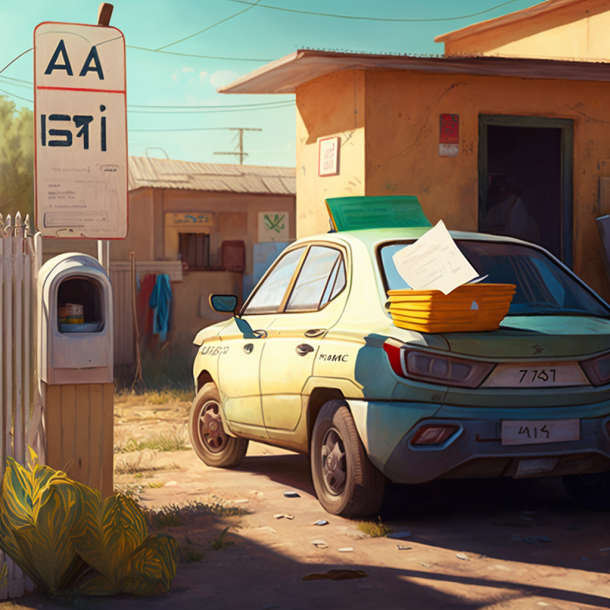 Припаркованный автомобиль у мусорки