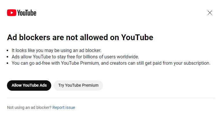 Пример уведомления от YouTube 
