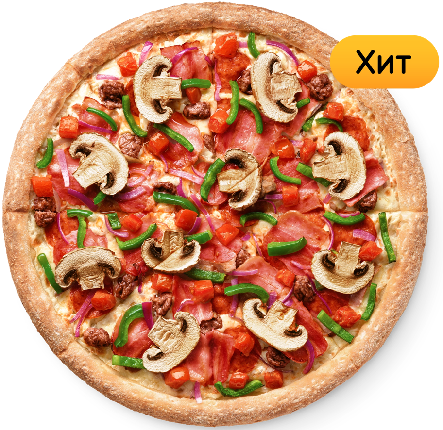 Данная пицца имеет три размера: 25 см с весом 500г., и ценной 629 рублей, 30 см с весом 750г., и ценной 939 рублей, 35 см с весом 1030г. и ценной 1099 рублей. Ценна, если рассматривать все пиццы в заведении относится к категории средней/чуть выше средней. Сразу хотелось бы отметить, что пицца "ДОДО", богата на заявленные ингредиенты, в нее входит: бекон, митболы, пикантная пепперони, моцарелла, томаты, шампиньоны, сладкий перец, красный лук, чеснок и фирменный томатный соус. 