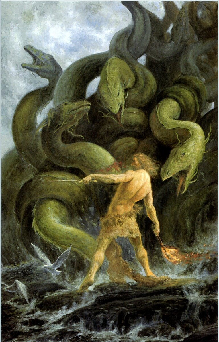 Геракл и Лернейская гидра. Художник  Марк Фишман.