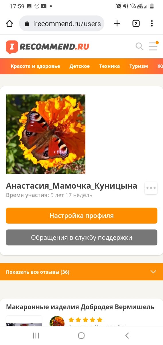 Профиль моего блога на сайте отзывав Irecommend. Заработок в интернете.