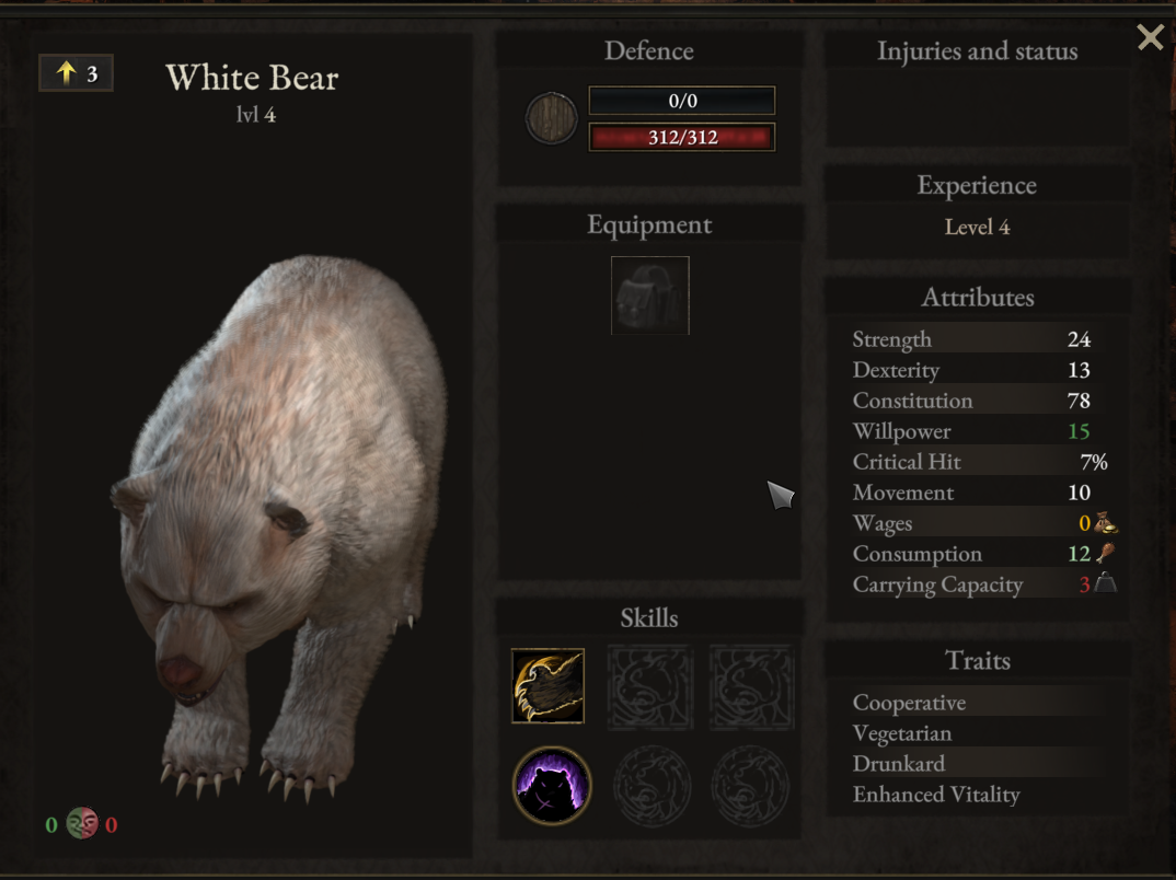 Медведь — самый мощный боец в Wartales