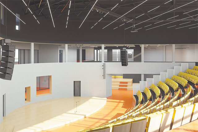    Один из актовых залов легко превращается в спортивный. Фото: stroi.mos.ru