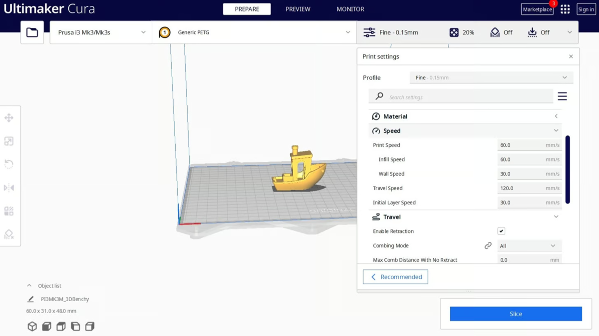 Профили PETG в Cura