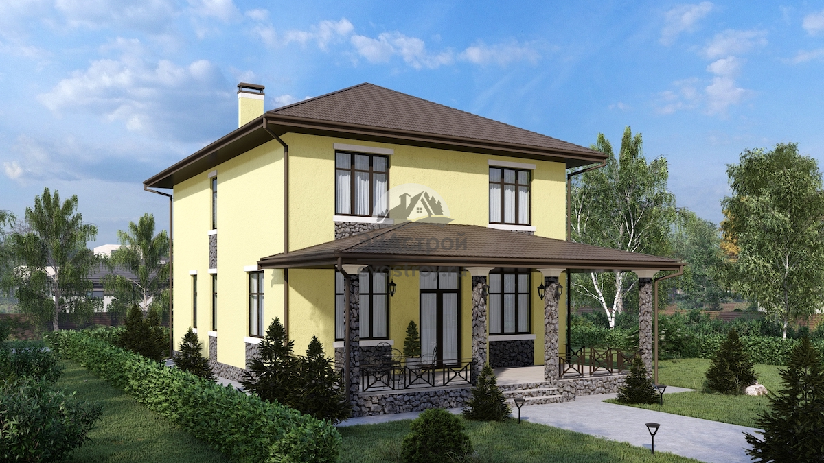 Проект двухэтажного дома 203 м2 с террасой - П223