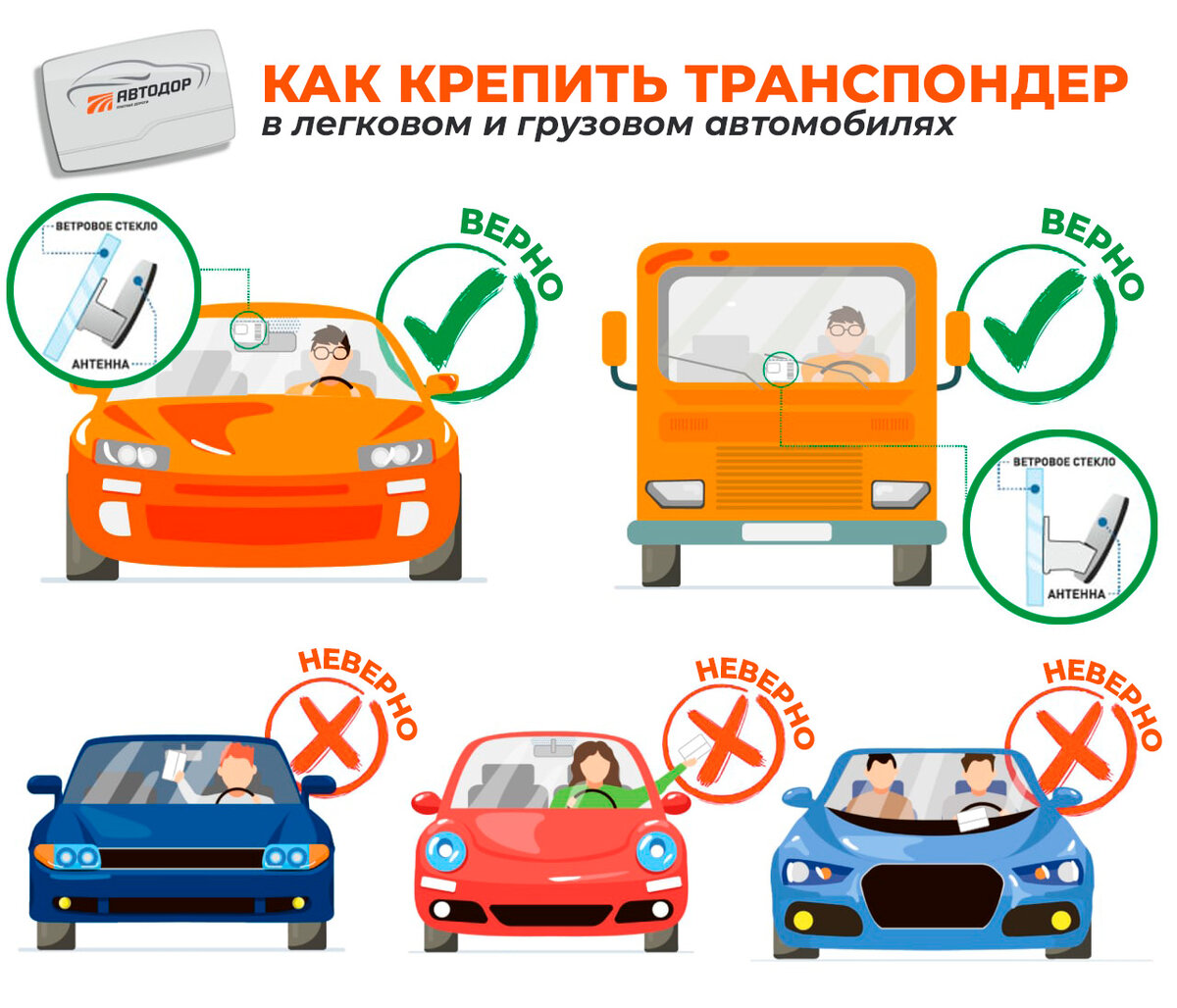 Как правильно установить транспондер T-pass в салоне автомобиля