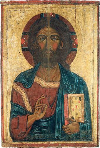 ГОСПОДЬ ВСЕДЕРЖИТЕЛЬ Первая половина XIII века. Ростов (?). Дерево, темпера. 123 × 83 см. КП 2119. Из церкви Спаса Нерукотворного села Гавшинка Ярославского р-на Ярославской области. Дар В.Я Ситникова. Собрание Музея имени Андрея Рублева