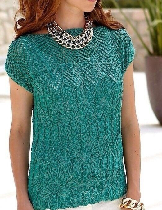 Дорогие мои рукодельницы сегодня для вас подготовила  очень большую подборку летних кофточек со схемами .-25