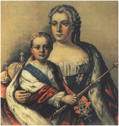 Неизвестный художник. Иоанн VI Антонович и Анна Леопольдовна. 1741 г.