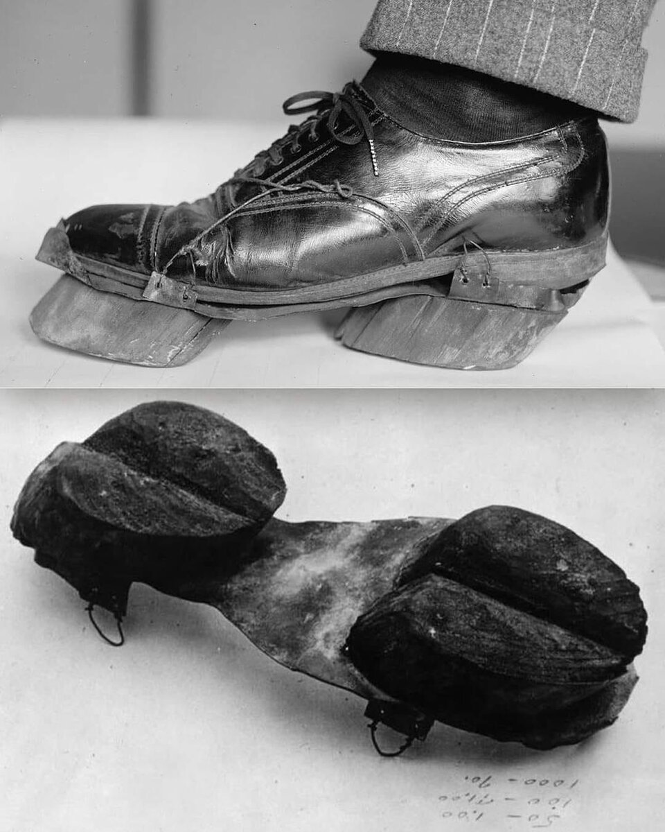 We found this interesting!  American moonshiners were in desperate need of avoiding cops during the Prohibition era (1920-1933), and thus, these heifer-heels were born. They’d use these puppies to look like cows when traipsing through fields or across other terrain that might leave footprints for the authorities to track.
These shoes bring a whole new perspective to “hoofin’ it.”
♦
Нам это показалось интересным! Американские самогонщики в эпоху сухого закона (1920-1933 гг.) отчаянно нуждались в избежании полицейских, и таким образом, родились эти телки. Они использовали этих щенков, чтобы выглядеть как коровы, когда прогуливались через поля или через другую местность, которые могут оставить следы для отслеживания властей.
Эти туфли придают совершенно новый взгляд на "копыть" это. "
♦
https://www.facebook.com/columbiacountysheriffsofficedaytonwa/posts/pfbid0cdQQCbRPJ1mdDwDHCT9nimw4RJ76Mv5bmXdf5hVux1yChRsrsoi1omPk1QhPdh6cl