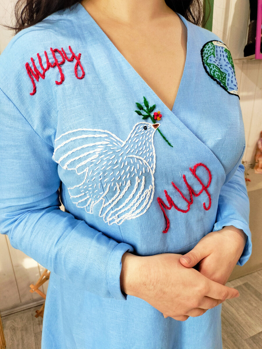 Льняное платье "Миру мир"!.