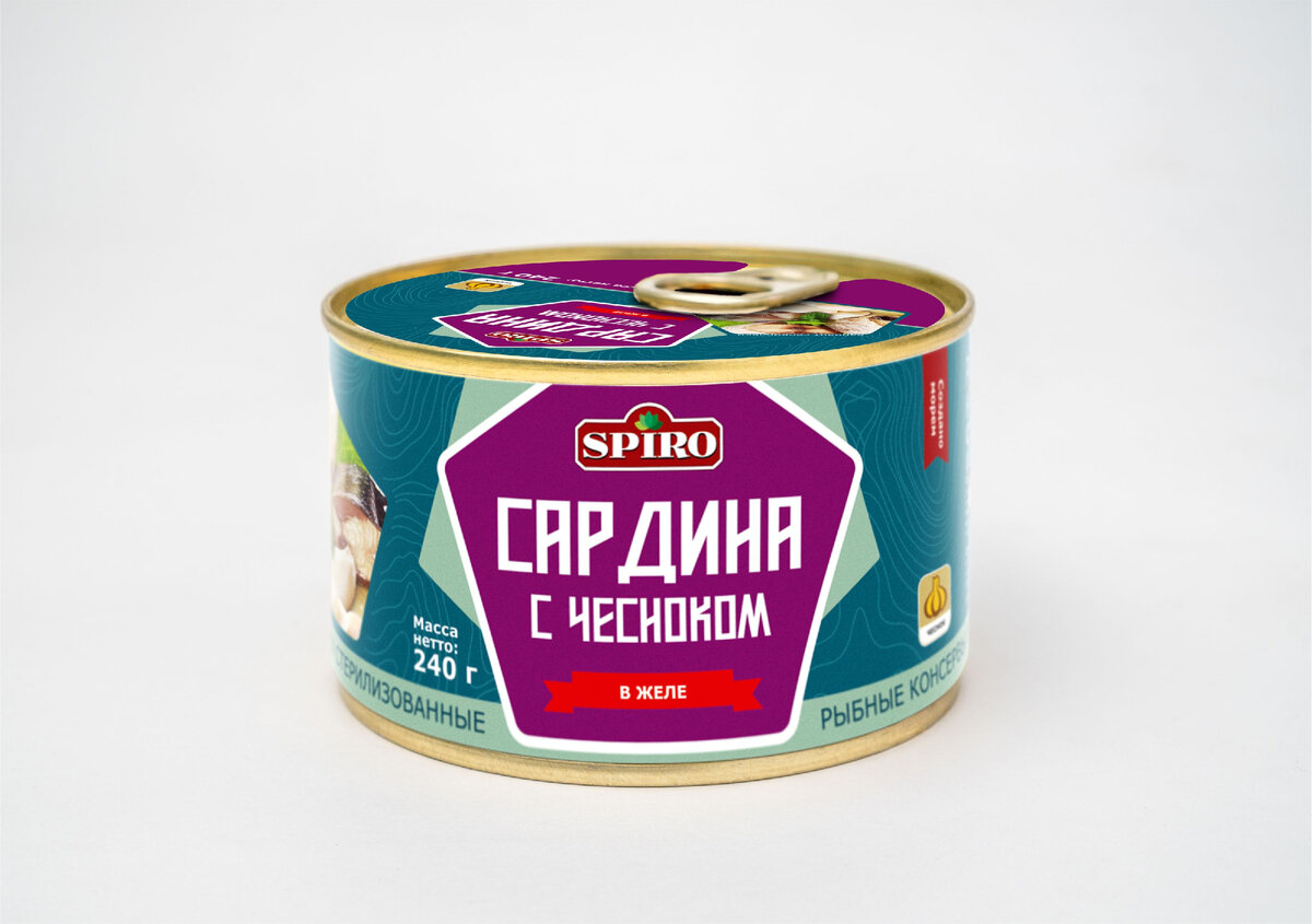Консервы из тихоокеанской сардины в желе с чесноком ТМ "SPIRO"