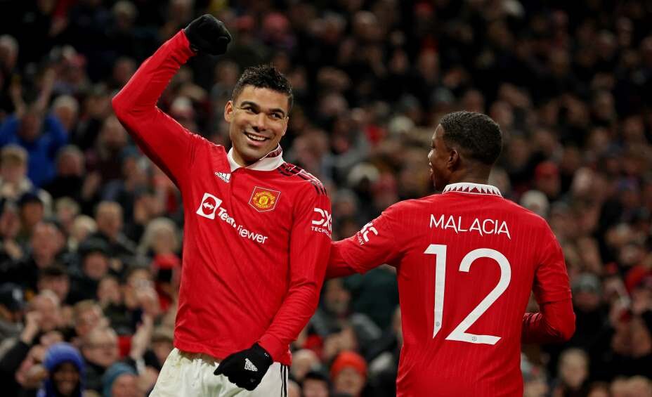    Бразильский полузащитник «Манчестер Юнайтед» Каземиро празднует гол. Фото: Reuters