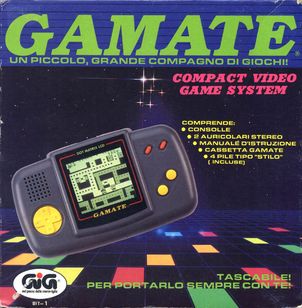 Итальянская коробка. В основном именно оттуда и продают сейчас Gamate и игры к ней.