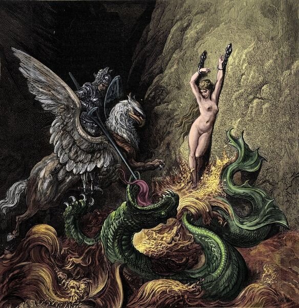 Гюстав Доре. Иллюстрация к поэме Лудовико Ариосто "Неистовый Роланд". Изображение взято из открытых источников