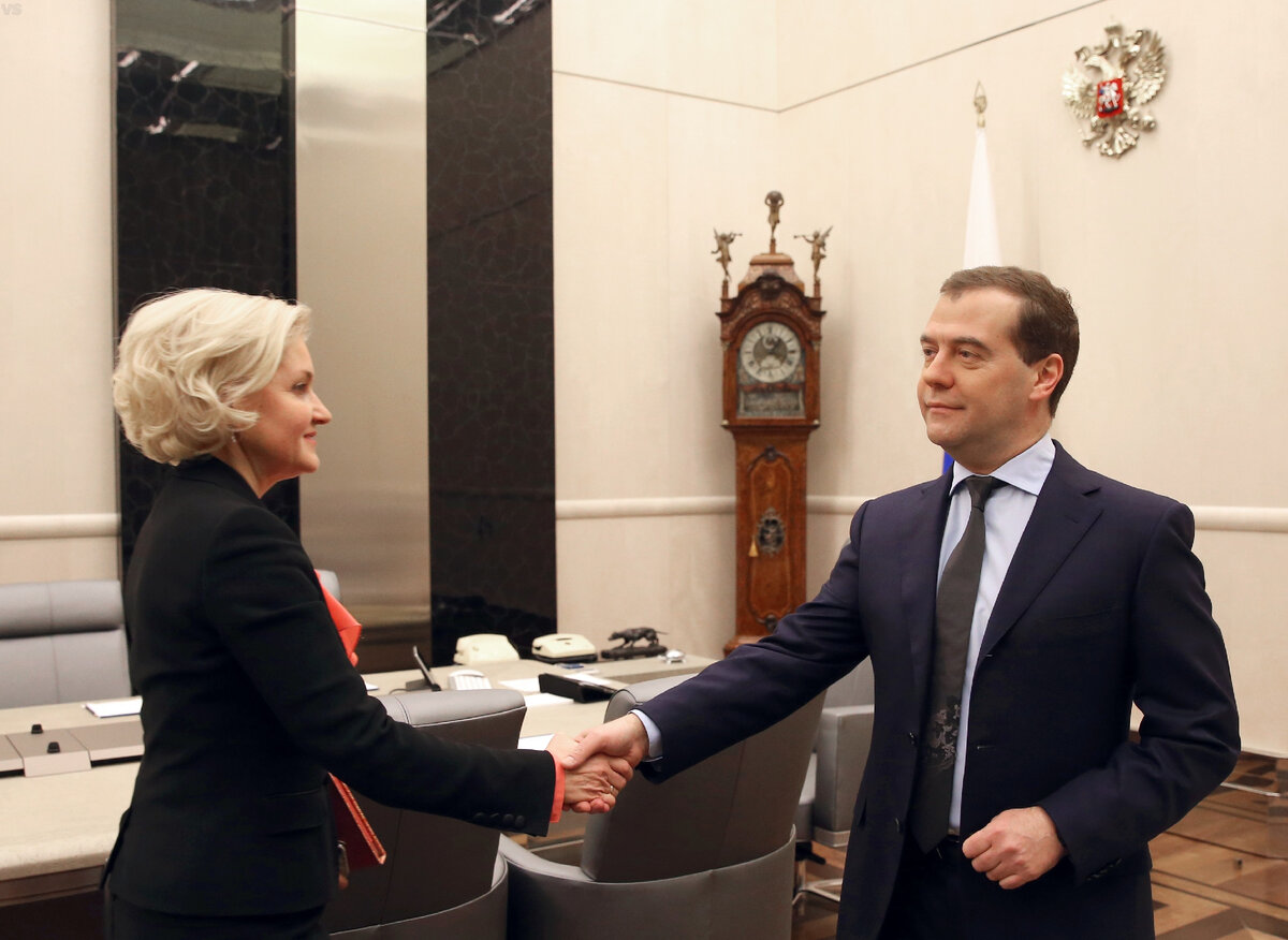 Ольга Голодец и Дмитрий Медведев. Фото: commons.org 