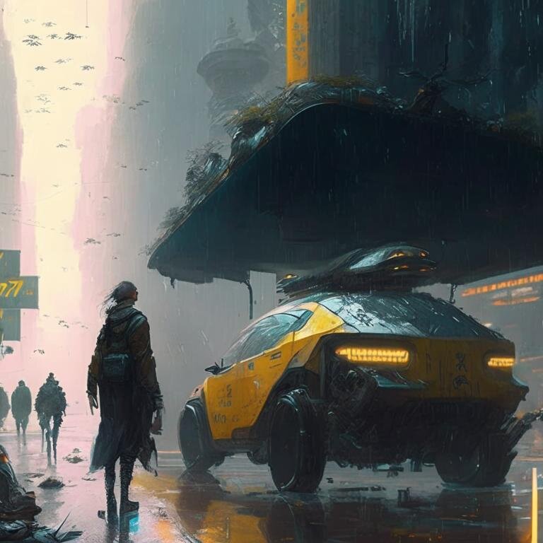 Модель Kandinsky 2.1 нарисовала: Искусственный интеллект захватит Землю или будет возить нас на такси? в стиле high_quality_art