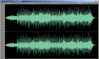Пример волновой формы стереозаписи в аудиоредакторе
