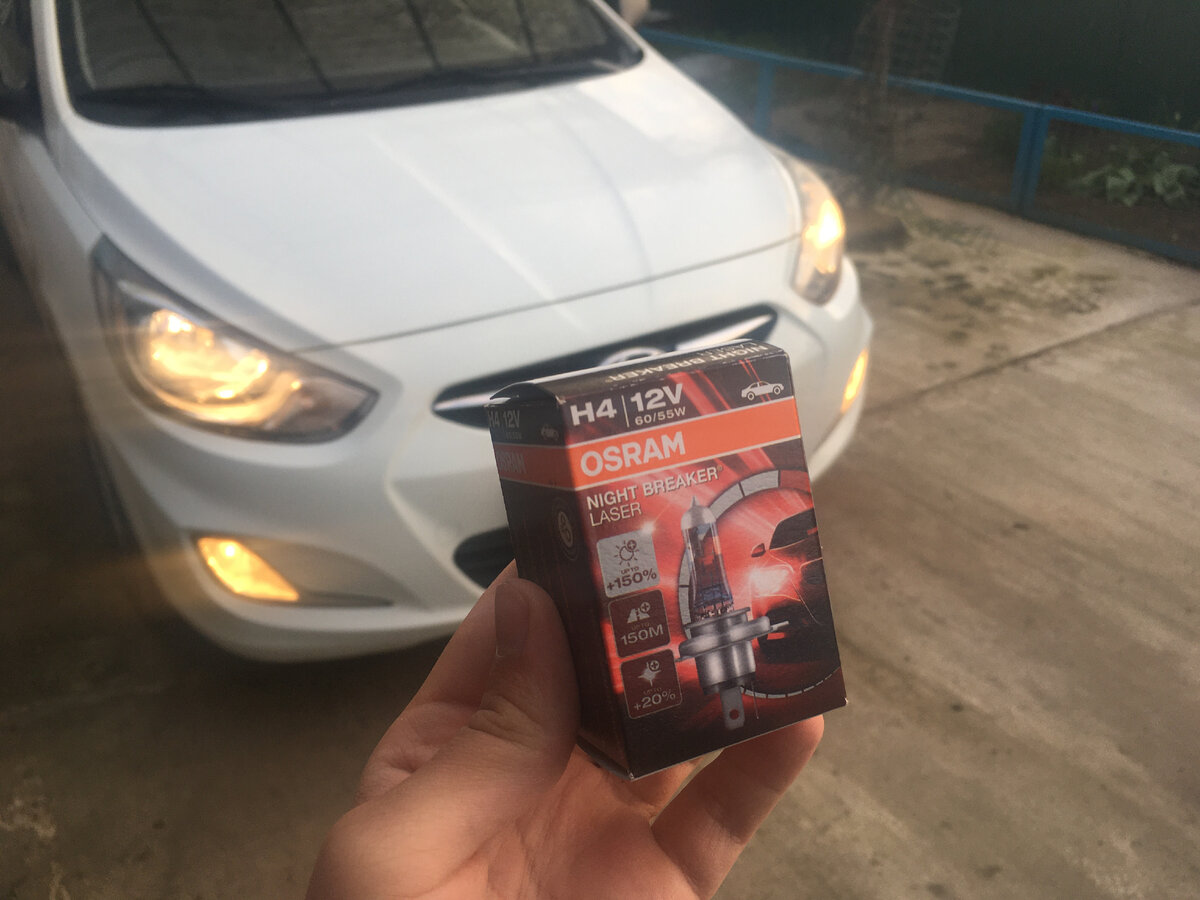 Лампы OSRAM Night breaker для моего Соляриса первого поколения