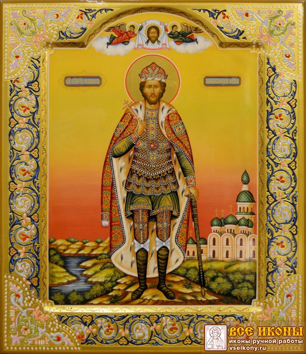 Рукописная икона Александр Невский иконописной мастерской "Все Иконы" (vseikony.ru)