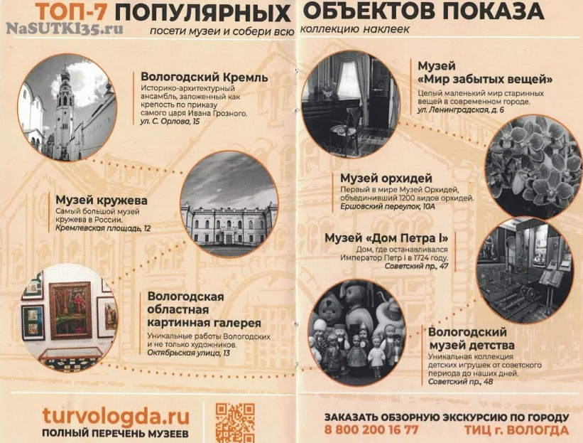 Одна из страниц. Посещаешь музей - получаешь наклейку - клеишь в дневник. 