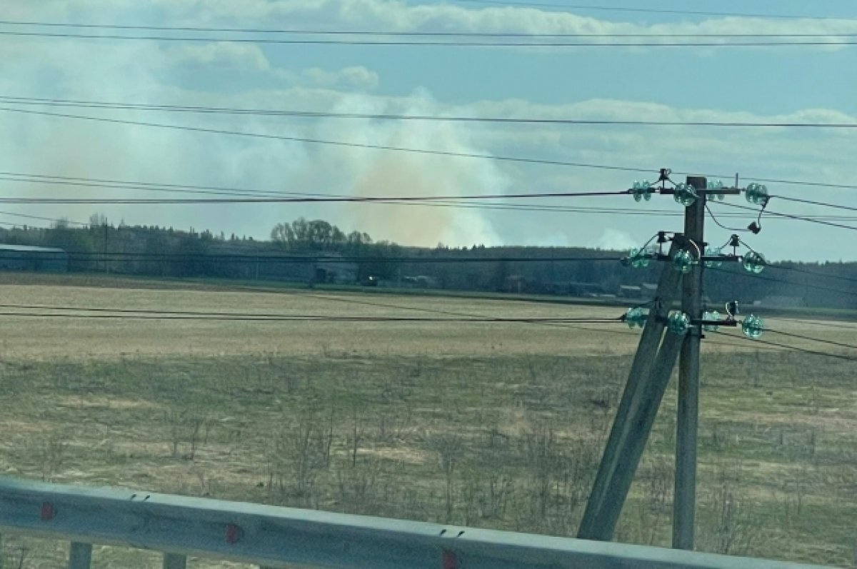    Сильный дым от горящей травы виден с трассы М-10 в Тверской области